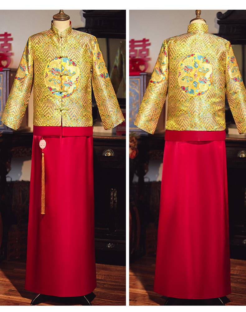 俞兆林男士秀禾服中式结婚喜服新郎礼服马褂唐装敬酒服中国风伴郎服