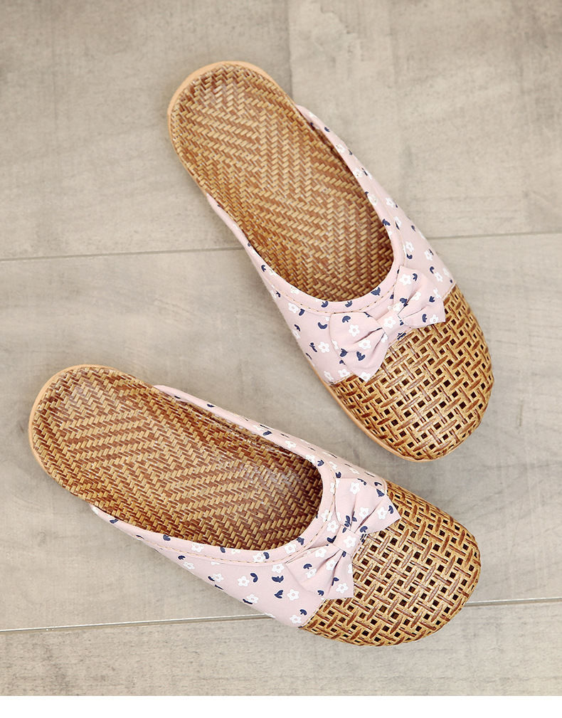 竹拖鞋藤编拖鞋包头草藤编织拖鞋女室内居家用情侣草编亚麻地板竹凉拖