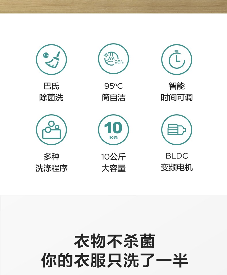 美的midea滚筒洗衣机全自动10公斤大容量安静变频食用级巴氏除菌洗一