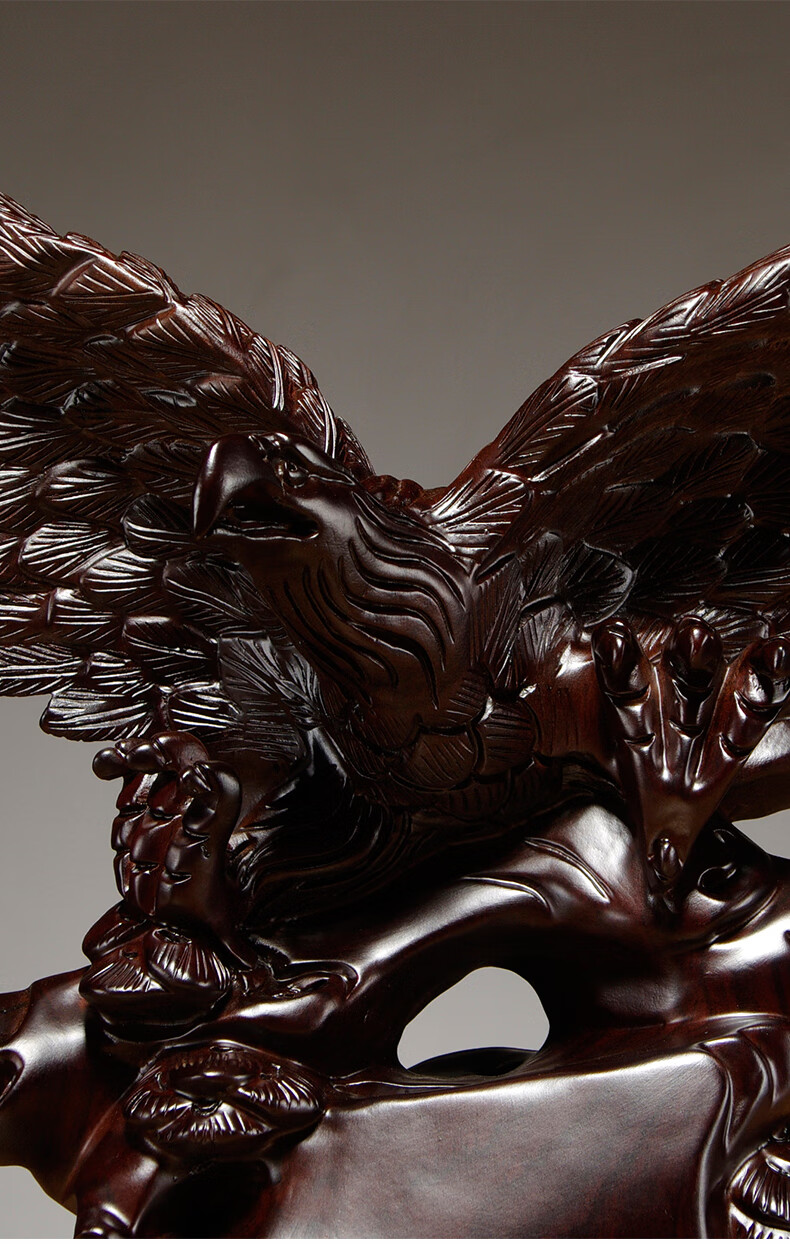 董事长老板桌摆件实木质雕刻大展宏图老鹰家居客厅玄关茶室总经理办公