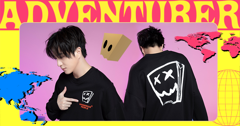 dangerouspeople薛之谦dsp泼墨圆领落肩宽松全棉t恤半袖短袖红色xl