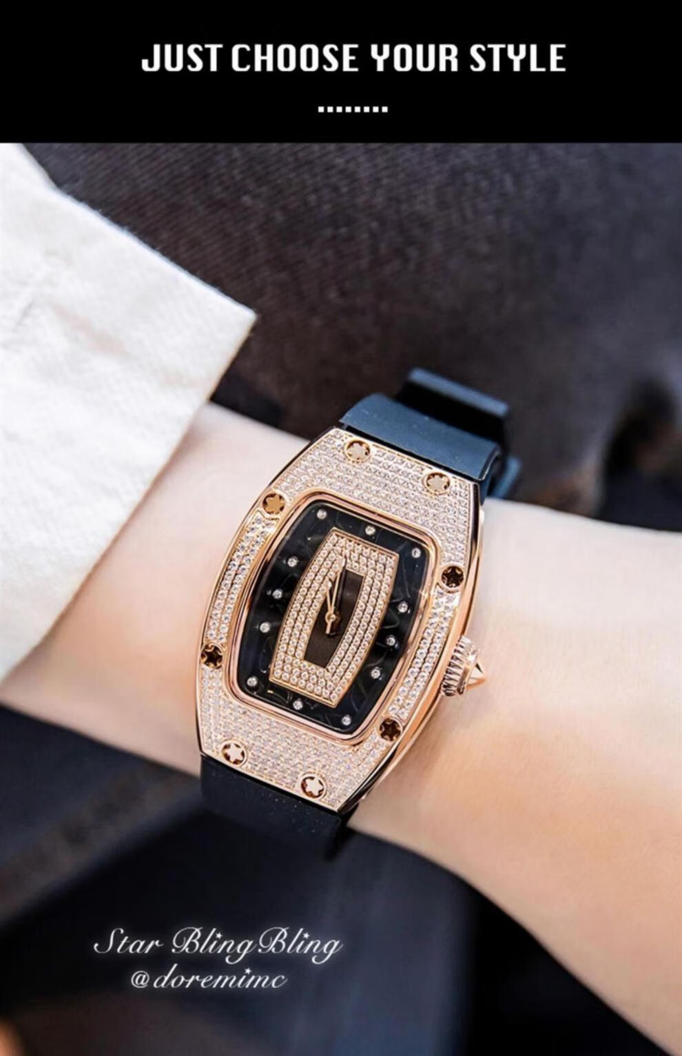 理查德米勒手表轻奢小众理查德手表个性女款百搭女士镶钻米勒2022年