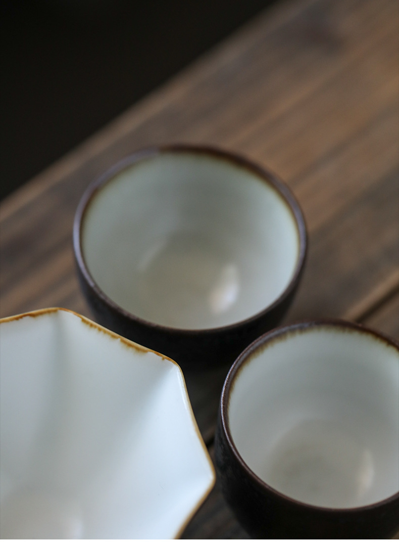 堆雕青花景德镇手工黑色矿物釉栖云茶杯品茗杯茶盏陶瓷功夫茶具堆雕