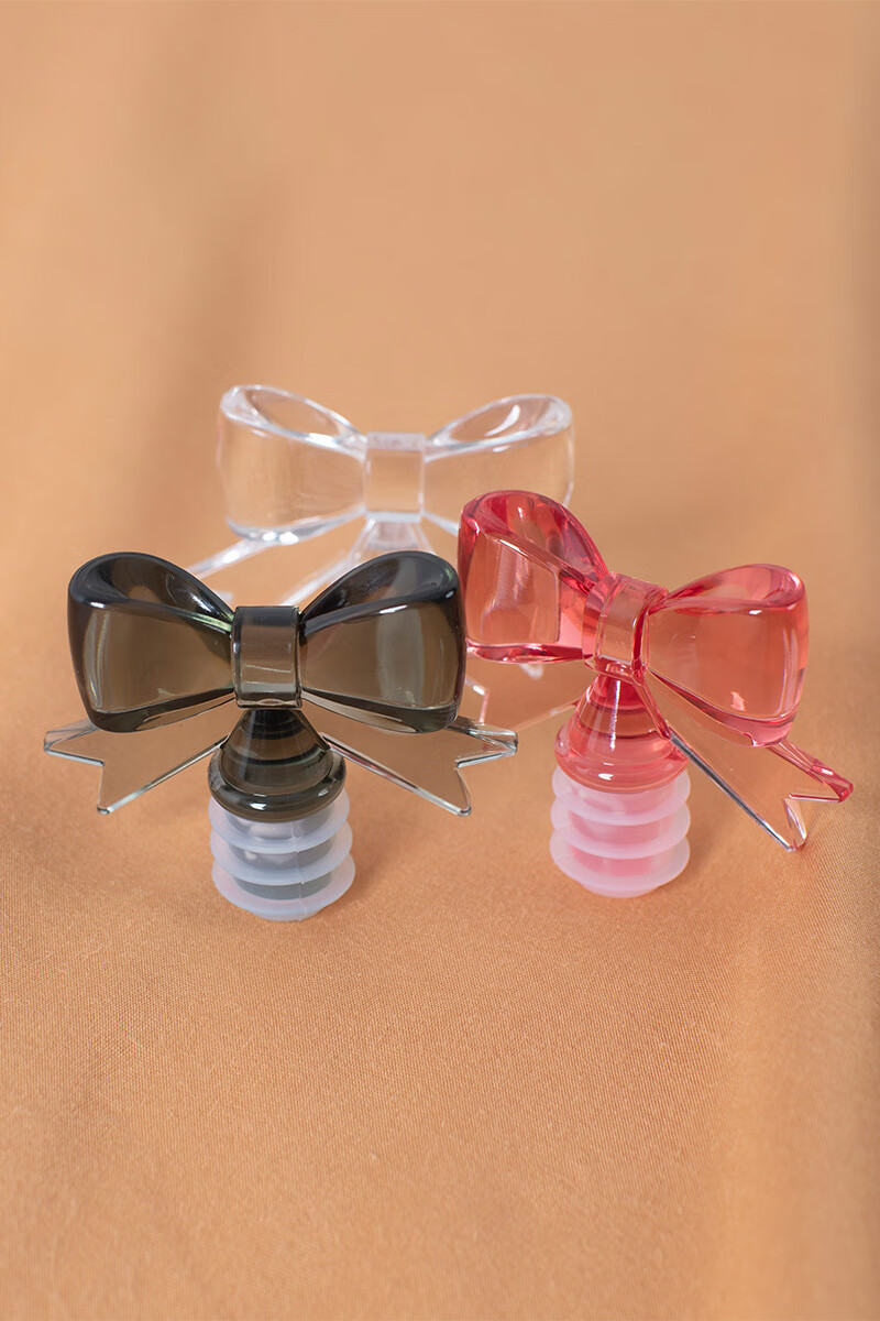 红酒瓶塞日本可爱少女心蝴蝶结瓶塞红酒塞瓶塞葡萄酒塞 透明白【图片