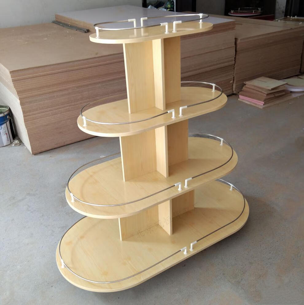 碧卓木质圆形中岛柜台红酒货架母婴玩具陈列柜化妆品展示柜鞋店堆头柜