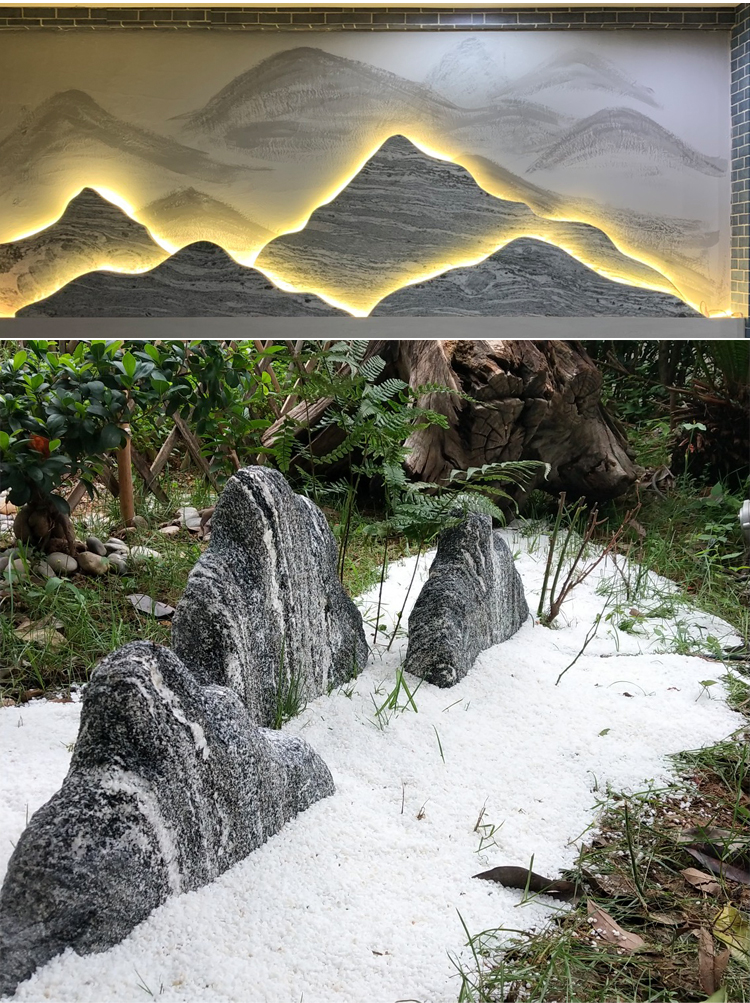 石雕雪浪石切片组合造景室内景观石枯山水假山泰山石庭院石头泰锦瑞 5