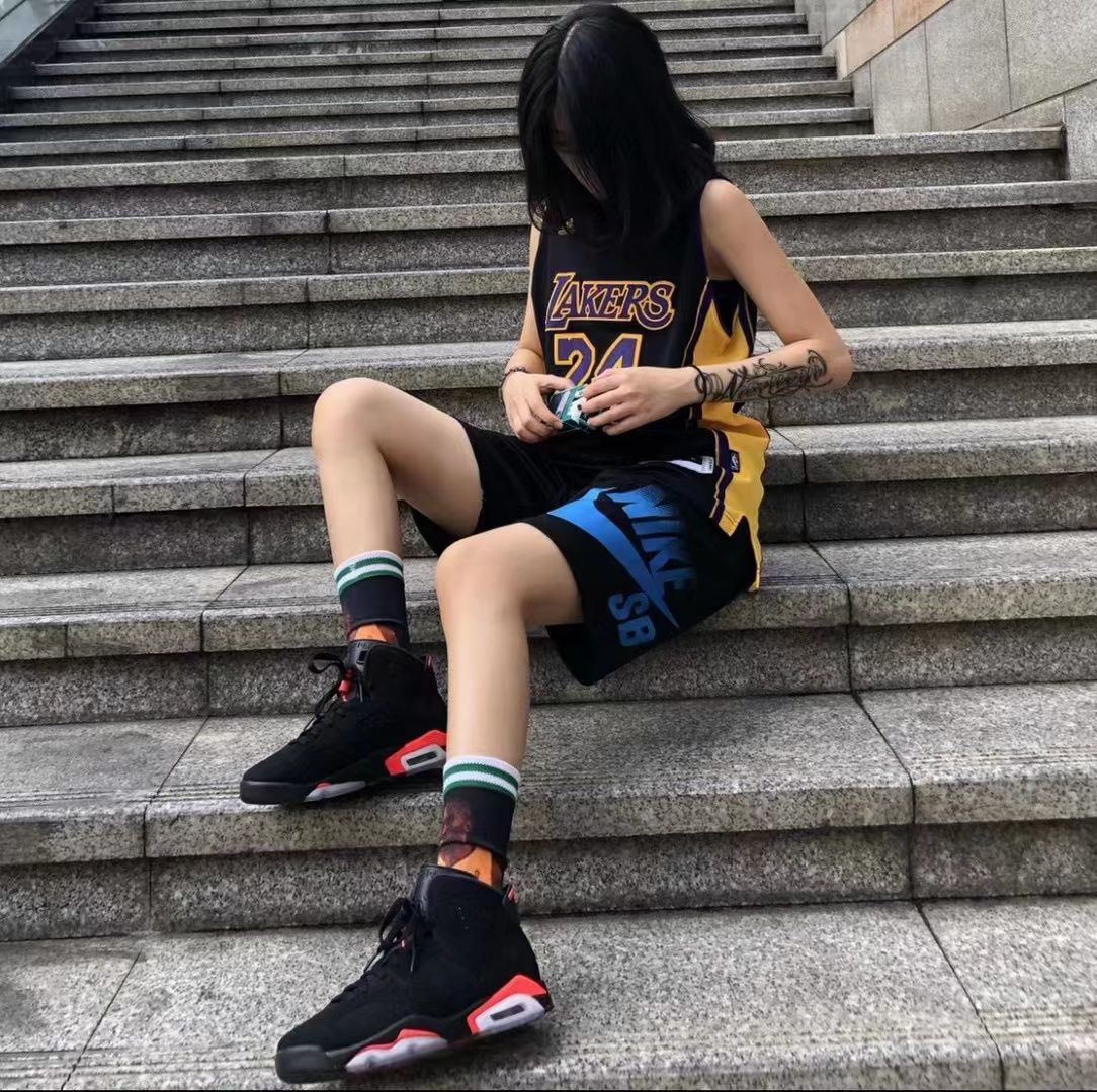 高帮气垫篮球鞋联名紫灰黑红手稿胭脂女鞋运动鞋aj6手稿经典配色36