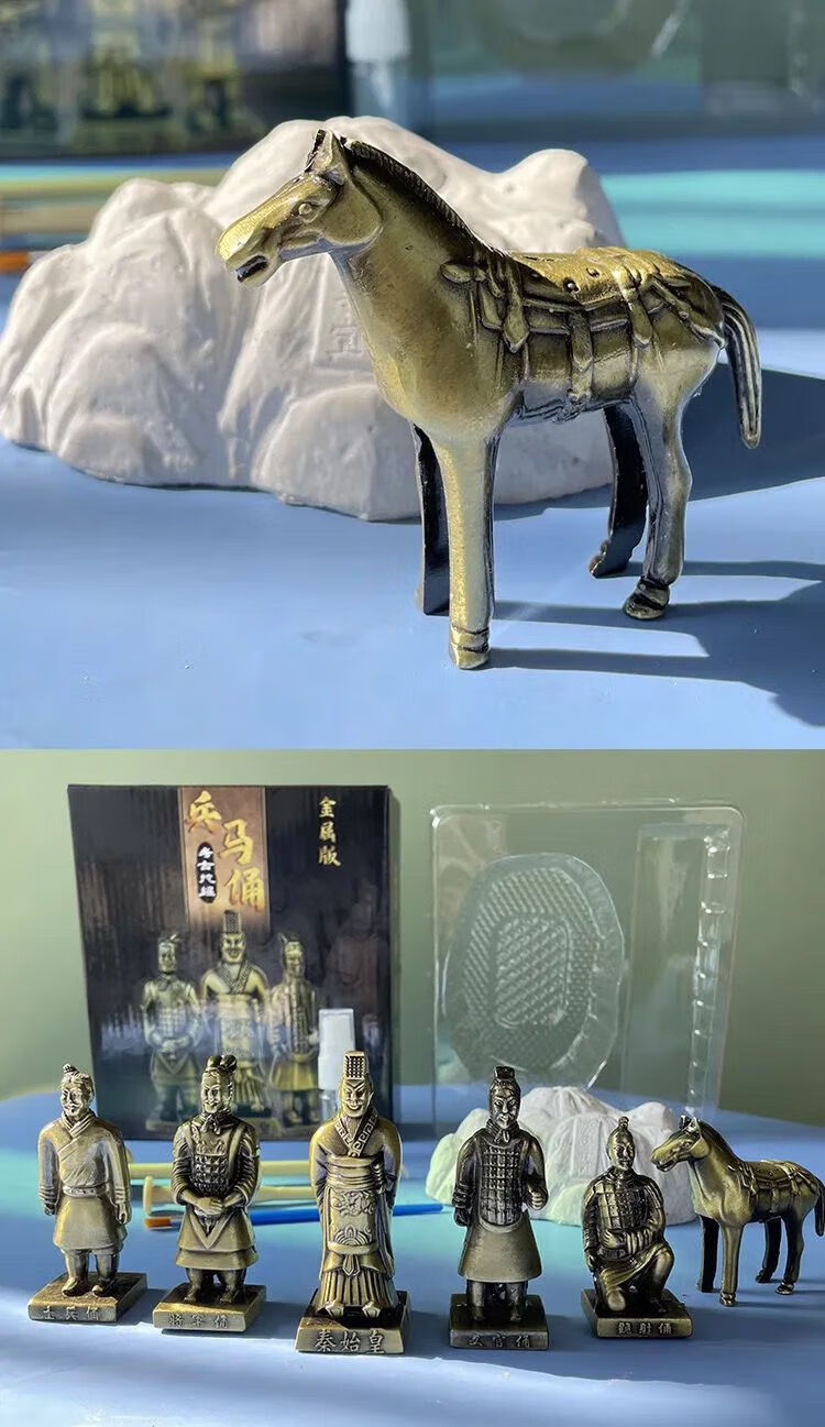 考古挖掘玩具兵马俑 儿童考古玩具挖掘兵马俑考古将军俑考古挖掘 金属