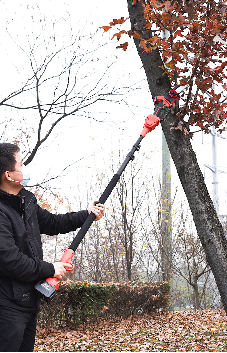 电动高枝锯充电式高空修剪树枝锯伸缩加长杆园林果树链条锯子 21v4安