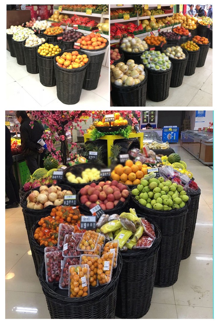 东熊藤编水果架子水果陈列筐堆头蓝水果店摆果框筐市生鲜堆头篮货架酒