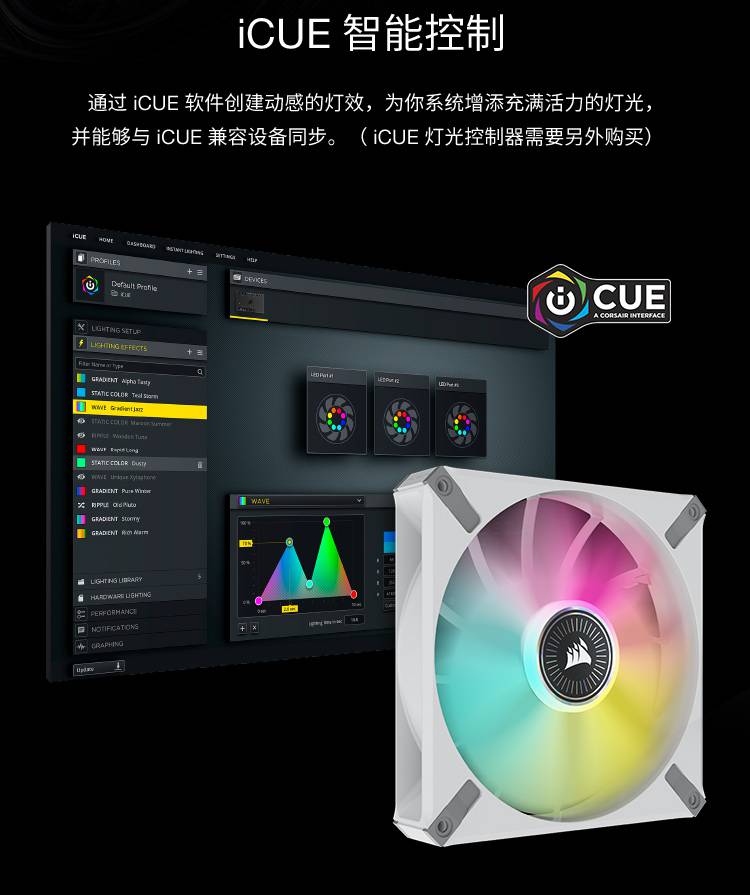 海盗船(uscorsair)ml120/140mm台式机电脑风扇led超散热器 ml140 pro