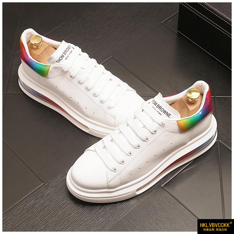 意大利风hklvbvcckk国际品牌气垫底小白鞋男春季新款情侣鞋子内增高