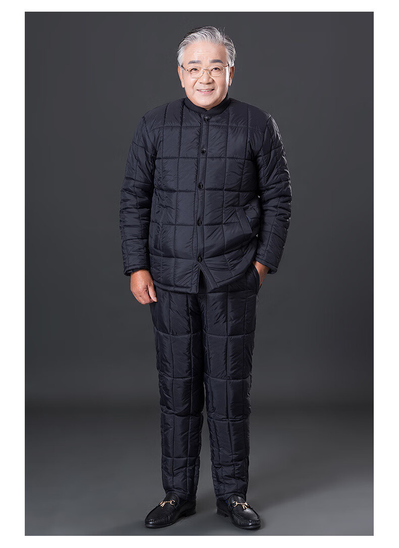 雅鹿品牌男装 70-80岁老爷爷套装男中老年棉衣棉裤老人内穿冬季保暖