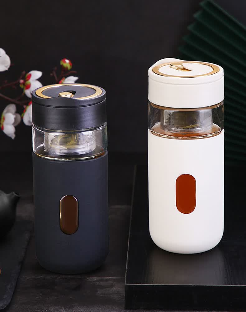 磁力泡茶杯磁弹杯磁吸磁力智能泡茶杯茶水分离玻璃杯男士耐热防摔双层