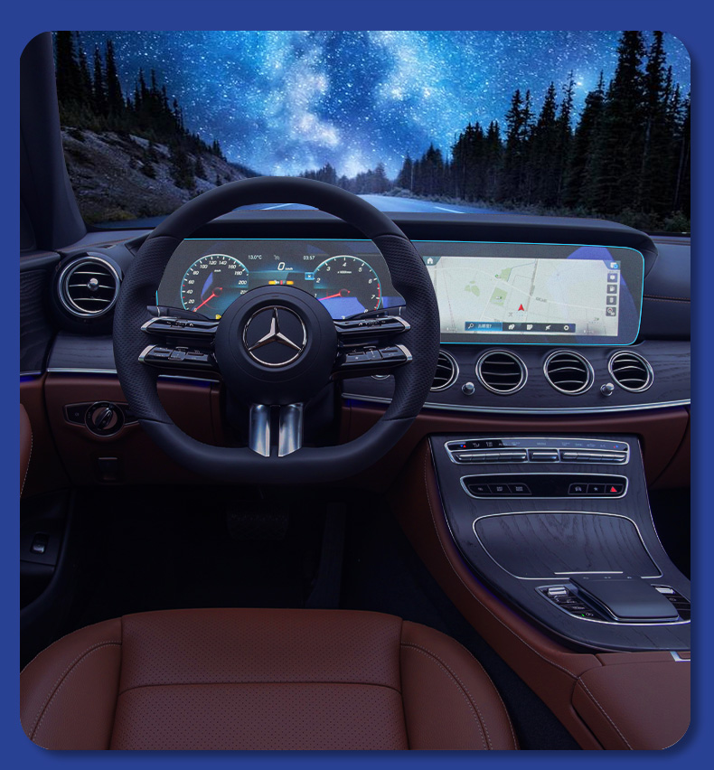 2022新款奔驰中控屏贴膜 奔驰e/a/se300l屏幕钢化膜glc260中控gle350