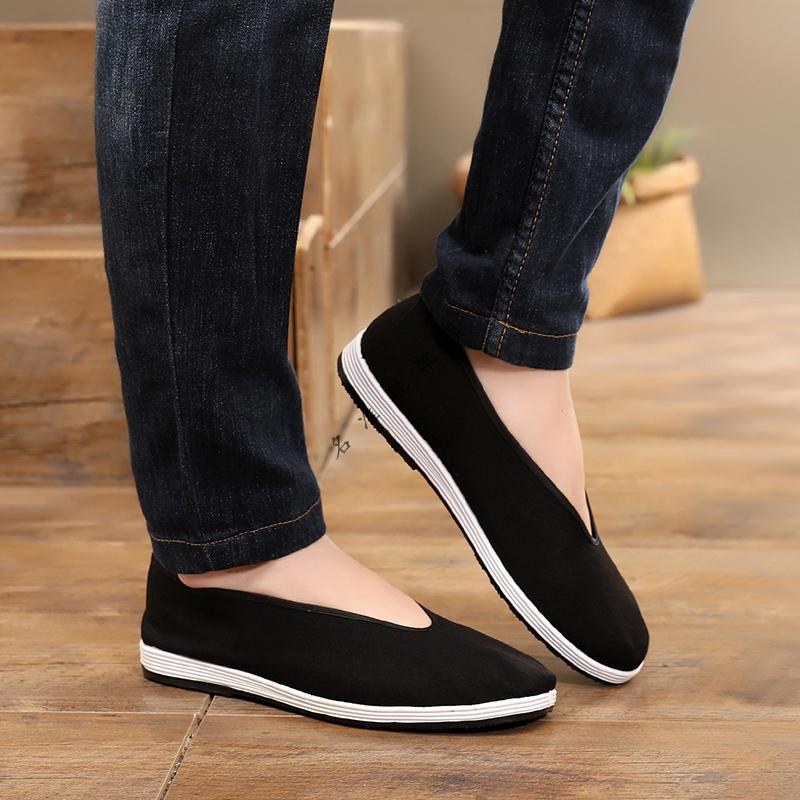 名准 老北京传统布鞋 黑色男士圆口鞋透气休闲中老年老头鞋表演劳保鞋