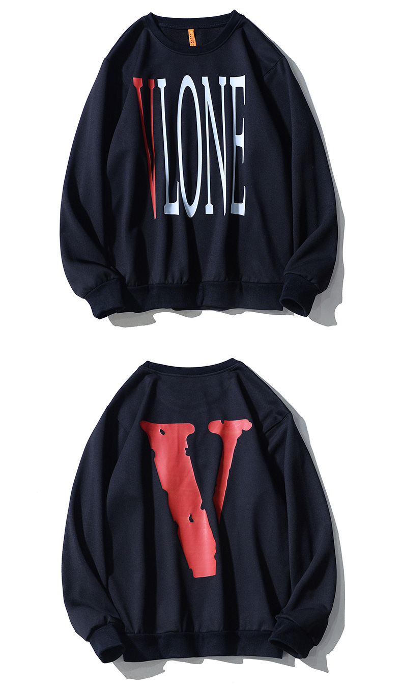 vlone长袖卫衣男女一博同款大v情侣嘻哈宽松圆领潮牌秋季薄款t恤wy