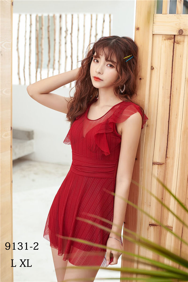 夏季泳衣时尚泳衣泳装连体平角裤镂空少女泳装连体格子温泉泳衣女士