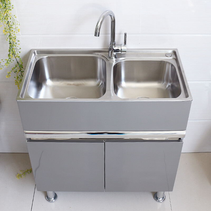 304不锈钢洗衣柜组合阳台洗衣池带搓板简约小户型洗菜台盆落地柜wm