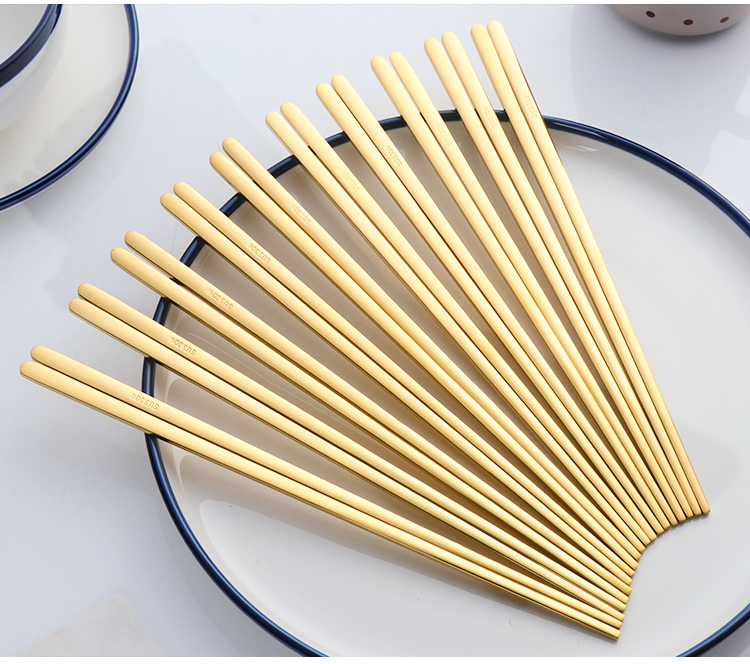 304不锈钢实心扁筷子韩式学生金属筷套装便携式防滑防烫 304扁筷子