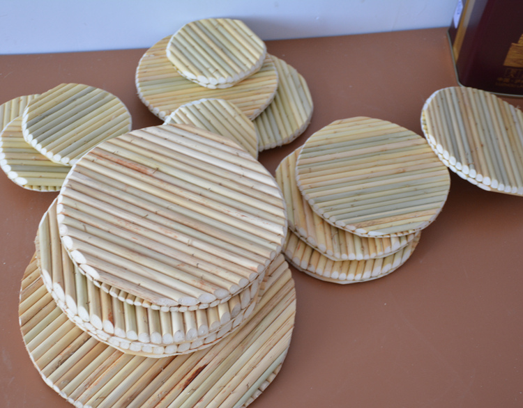 四创 农家手工高粱杆盖帘天然饺子帘圆形水饺垫放饺子托盘盖垫家用