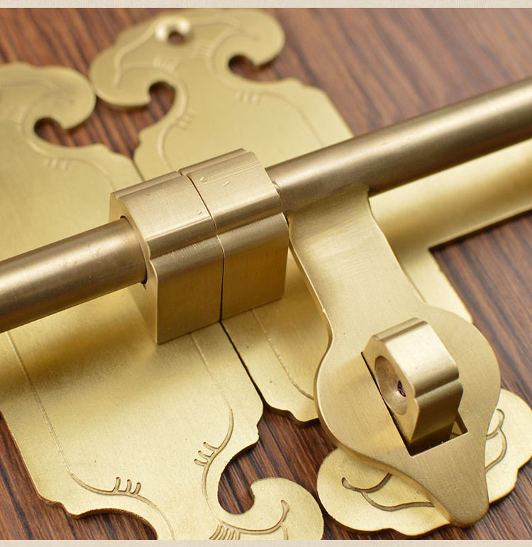 雕刻款老中式纯铜加厚大门插销木门锁花园庭院门闩仿古门扣门栓