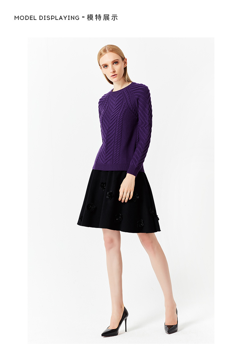 针织衫毛衣 acai m_ 6折现价ports/宝姿2017秋冬新款女装肌理羊毛套头