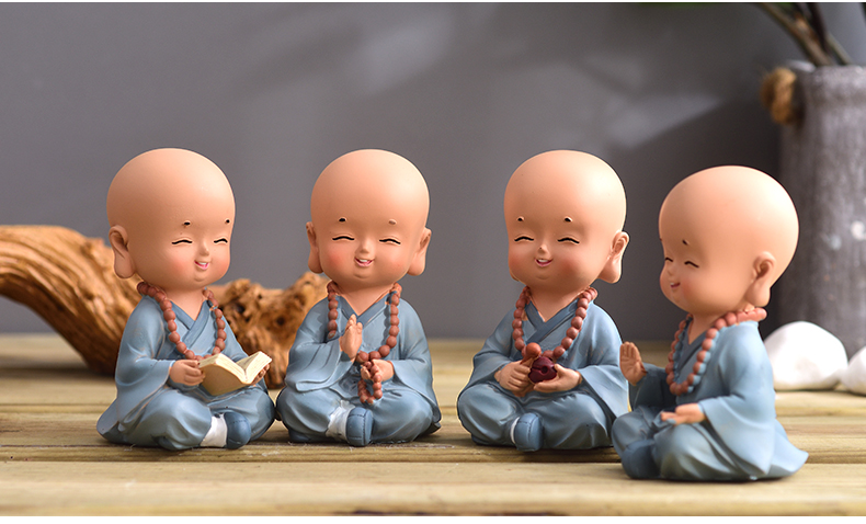 欧风花都新中式小沙弥小摆件禅意小和尚可爱小僧小佛创意家居装饰品