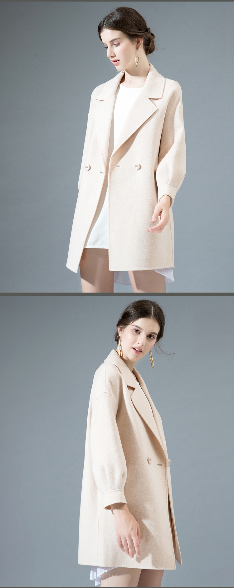 羊绒呢子大衣中长款女韩版宽松羊毛呢外套 焦糖玛奇朵色(预售10天) xl