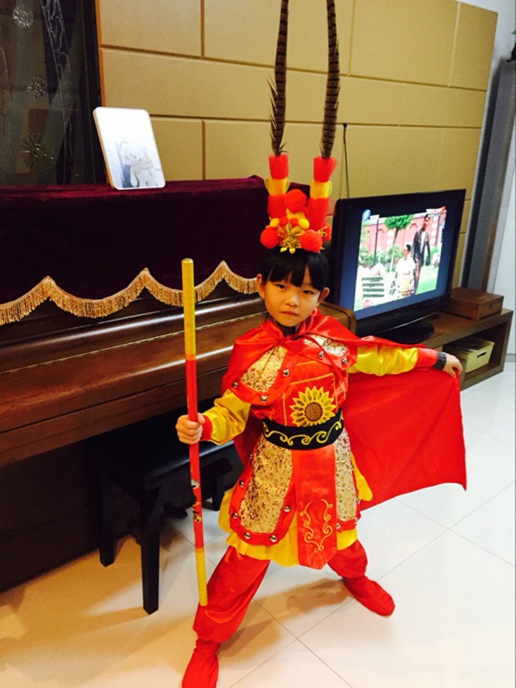 孙悟空服装齐天大圣衣服美猴王演出服西游记表演服儿童演出服全套 毛