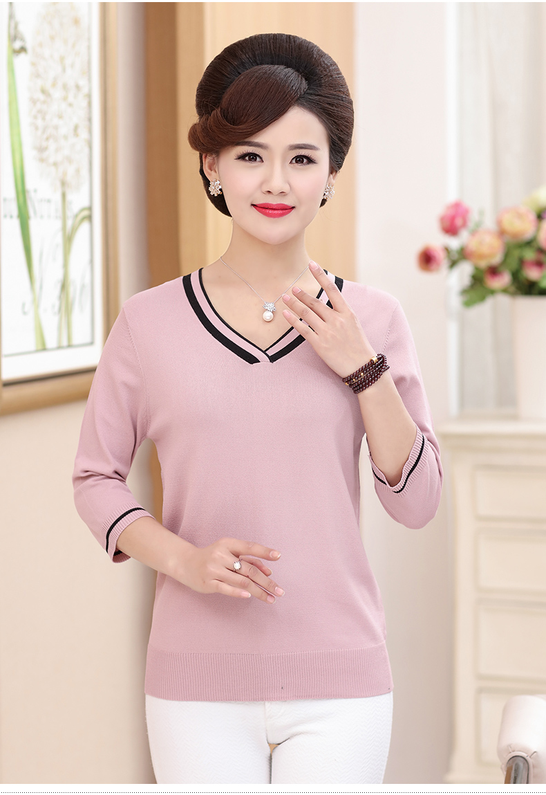 魅思梵年轻妈妈春装针织衫30岁40中年小香风七分袖上衣中老年女装打底