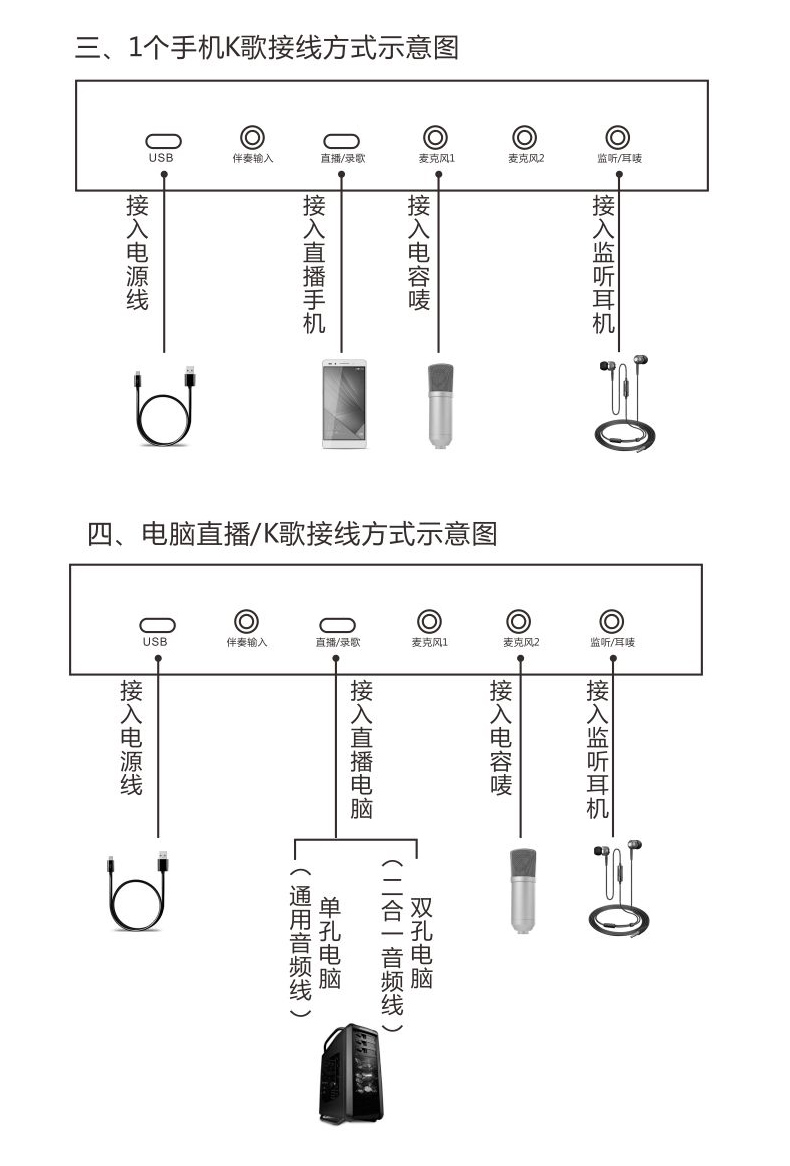 有线摇麦怎样接线图图片