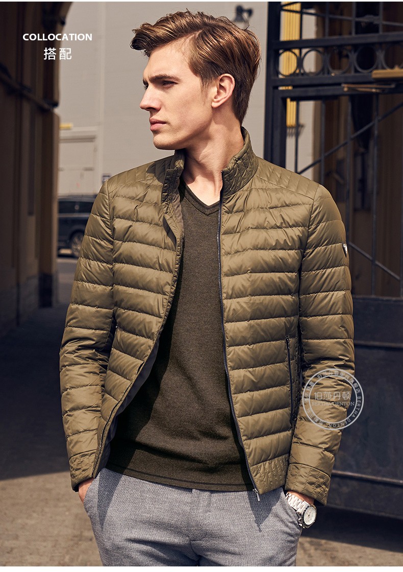 伯莎丹顿长袖针织衫纯色简约v领男士上衣2018春季时尚新品男装毛衣