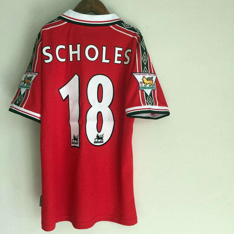 fortlex 足球服套装男 曼联吉格斯球衣球员版9899复古红魔三冠王主场