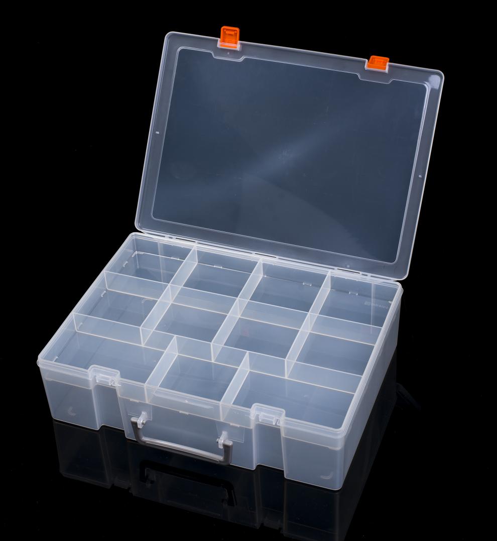 加高超大手提式乐高积木收纳盒双层玩具模型教具箱透明五金工具盒