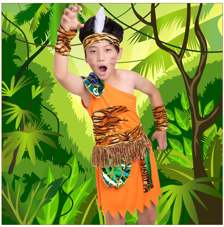 演出服非洲印第安人服装大王叫我来巡山猎人舞台表演服羽毛头饰170cm