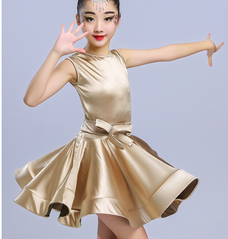 六一女童拉丁舞裙儿童练功服比赛演出服装女孩少儿舞蹈服夏季 粉色