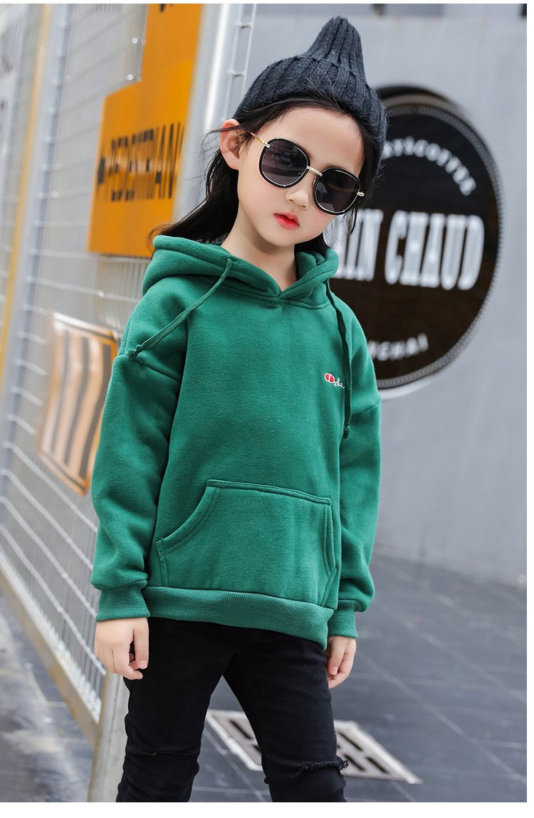 女童卫衣加绒薄款2018秋冬儿童春装上衣春连帽宝宝春秋韩版潮 红色