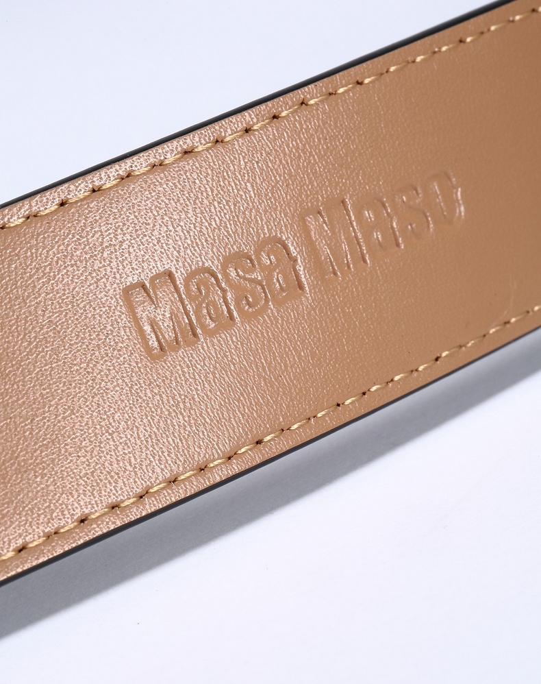 玛萨玛索 masamaso 时尚休闲牛皮黑色压纹休闲皮带 18046 黑色 100