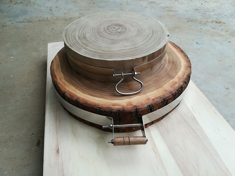 智聪星榆木菜板整木圆形剁骨剁肉切菜刀板加厚实木带箍款砧板抱箍版