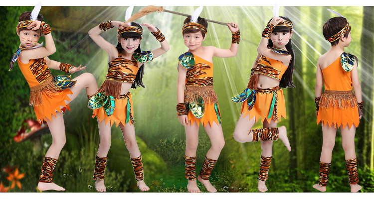 大王叫我来巡山演出服儿童野人服装印第安人猎人舞蹈非洲鼓表演服