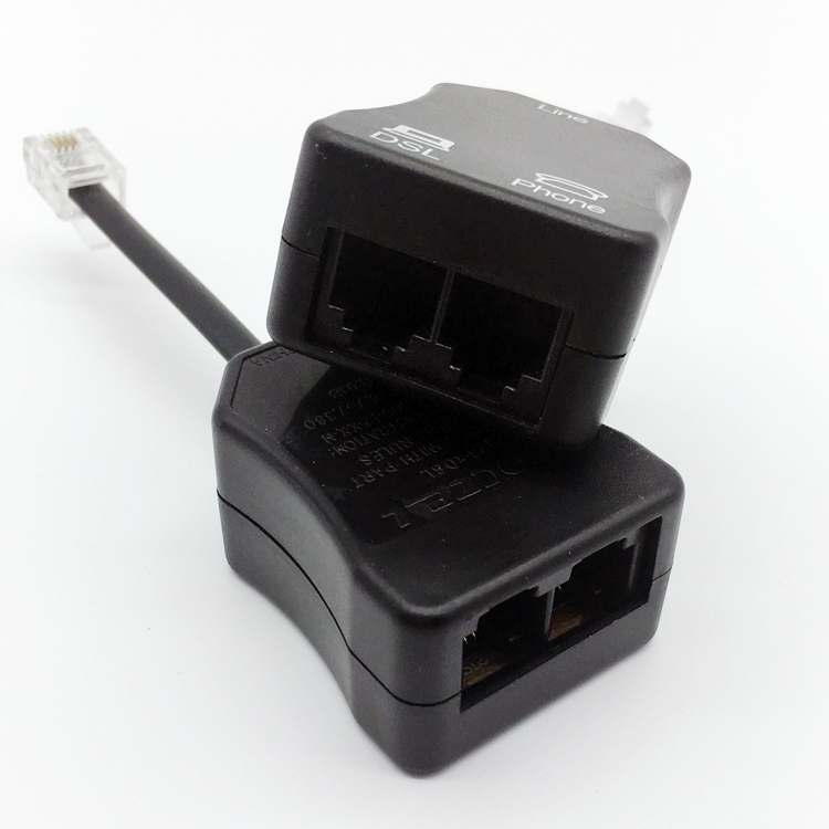 带线水晶头宽带分流器 宽带语音分离器 防噪音 防雷adsl分离器 黑色