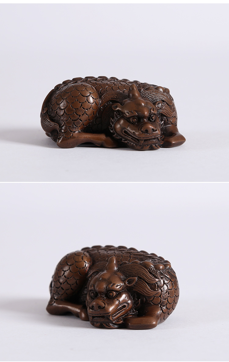 德祥缘 紫铜麒麟镇纸摆件客厅办公室家居工艺礼品 麒麟镇纸一对