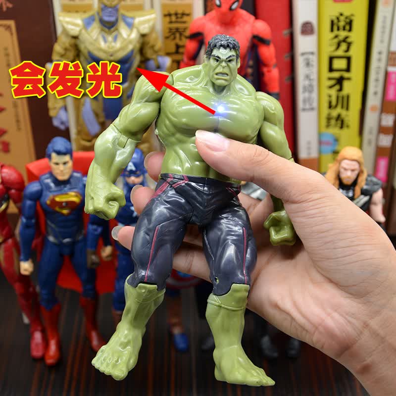 A complete set of movable Marvel figurines and models, the Hulk, Thanos, Iron Man figurines, Avengers 3 heroes, Thor 4, Spider-Man, Captain America 2, Batman, Spring Festival and New Year gifts, 8 Avengers, about 18cm in height thumbnail 2