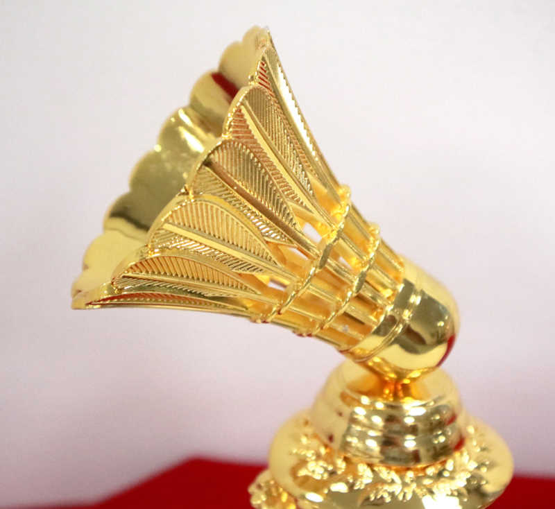 麦穗羽毛球水晶奖杯定制金属奖杯刻字创意金银铜高档颁奖体育赛事jhb