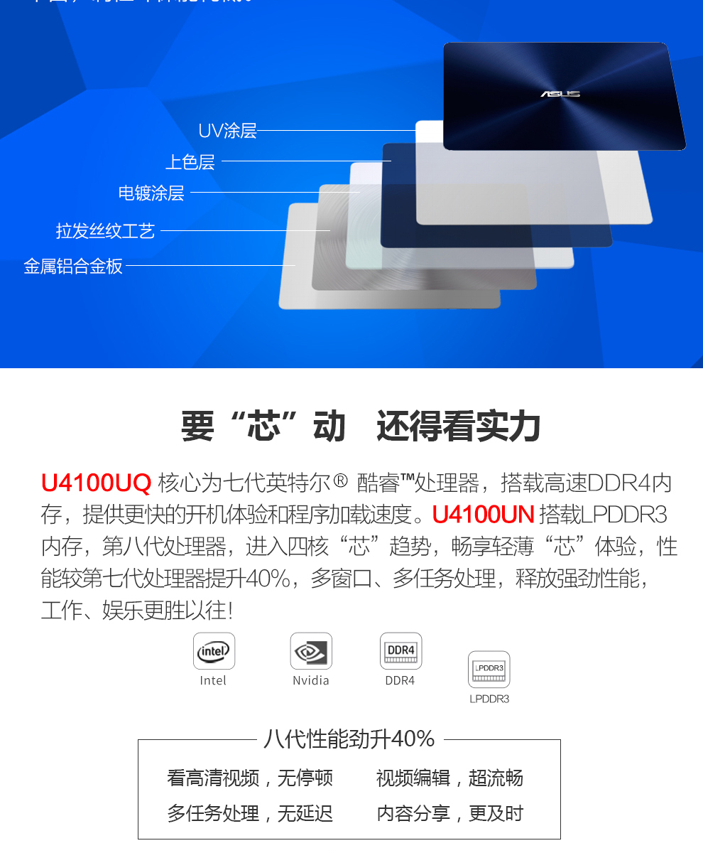 华硕asus灵耀u4100un8250商务办公14英寸游戏手提轻薄本超薄笔记本