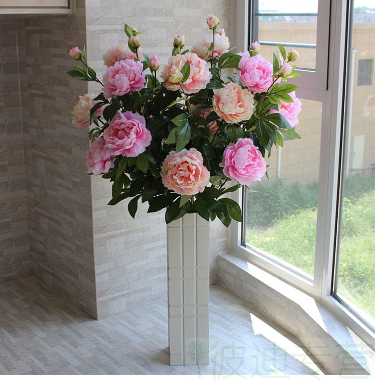仿真花绢花落地花卉花艺居家牡丹花假花干花塑料插花客厅装饰摆件