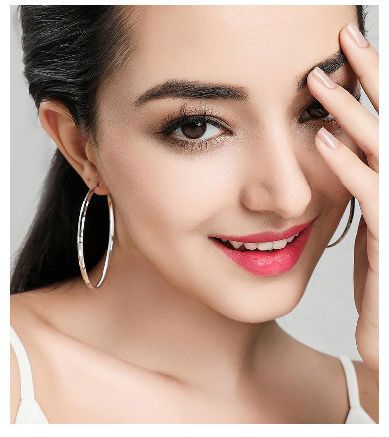 卓尔琪圈圈银耳圈女欧美时尚气质大圈耳环圆圈款圆环显脸瘦的耳坠直径