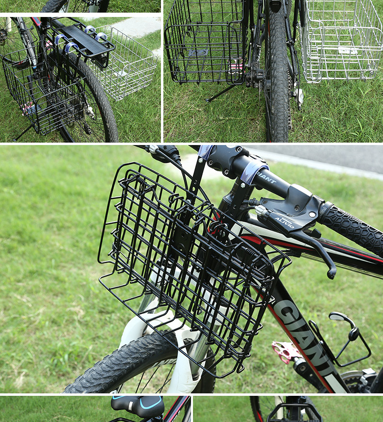 电动自行车车筐前筐金属可折叠后车篮子前车筐配件山地车前挂车框迪路