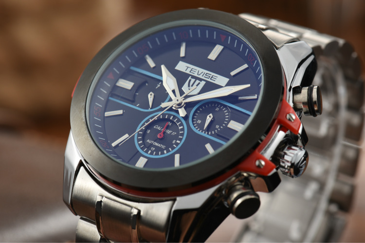 户外装备男式手表 六针多功能全自动机械男表防水休闲男士腕 全黑白面